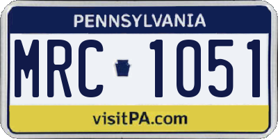 PA license plate MRC1051