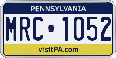 PA license plate MRC1052