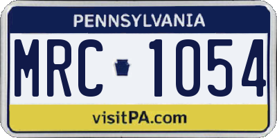 PA license plate MRC1054