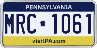PA license plate MRC1061