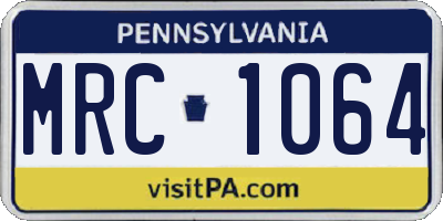 PA license plate MRC1064