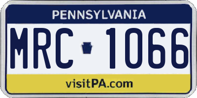 PA license plate MRC1066