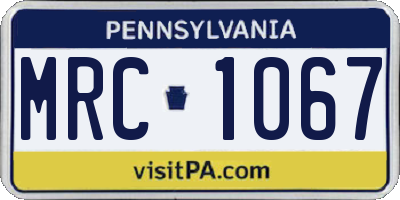 PA license plate MRC1067