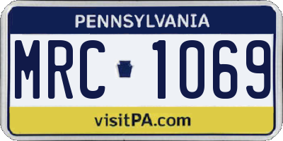 PA license plate MRC1069