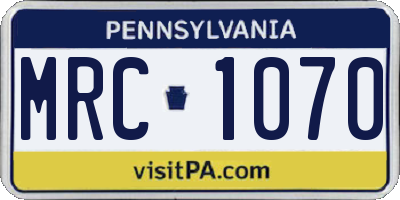 PA license plate MRC1070