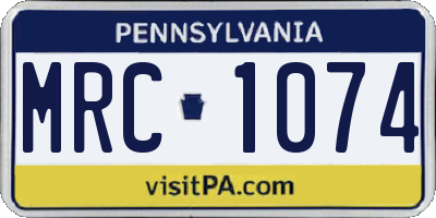 PA license plate MRC1074