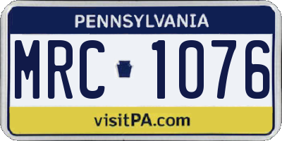 PA license plate MRC1076