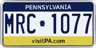 PA license plate MRC1077