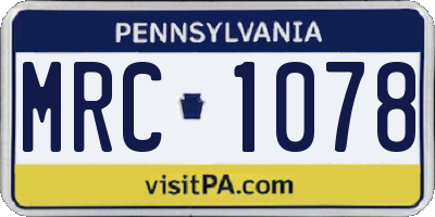 PA license plate MRC1078