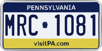 PA license plate MRC1081