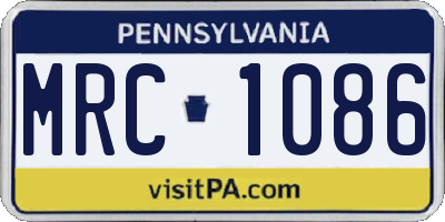PA license plate MRC1086