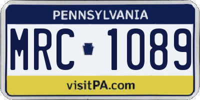 PA license plate MRC1089