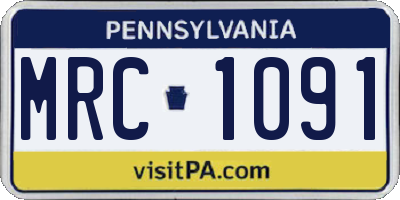 PA license plate MRC1091