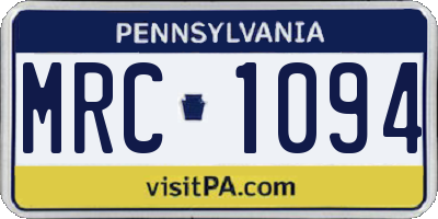PA license plate MRC1094