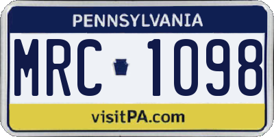 PA license plate MRC1098