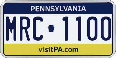 PA license plate MRC1100
