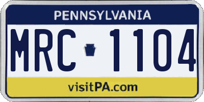 PA license plate MRC1104