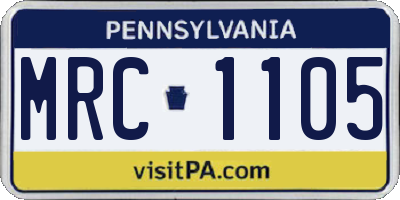 PA license plate MRC1105