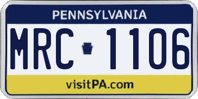 PA license plate MRC1106