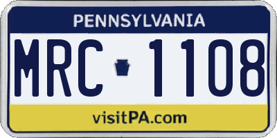 PA license plate MRC1108