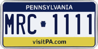 PA license plate MRC1111