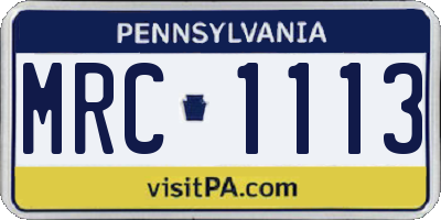 PA license plate MRC1113
