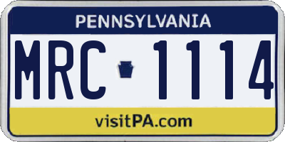 PA license plate MRC1114