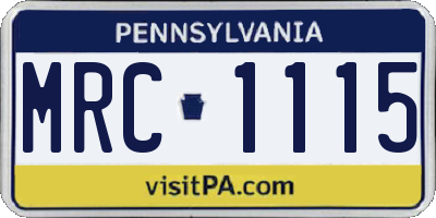 PA license plate MRC1115