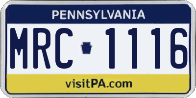 PA license plate MRC1116