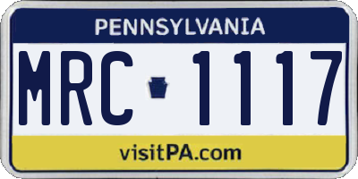 PA license plate MRC1117
