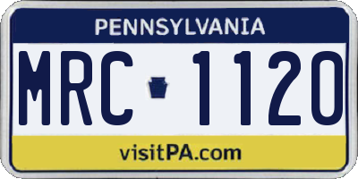 PA license plate MRC1120