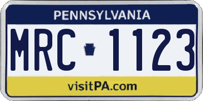 PA license plate MRC1123