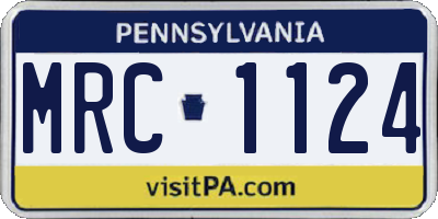 PA license plate MRC1124