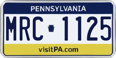 PA license plate MRC1125