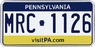 PA license plate MRC1126