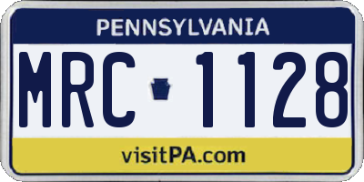 PA license plate MRC1128