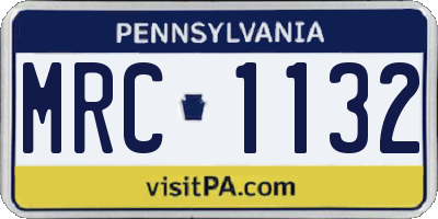 PA license plate MRC1132