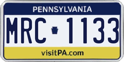 PA license plate MRC1133