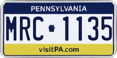 PA license plate MRC1135