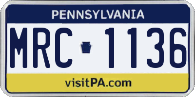 PA license plate MRC1136