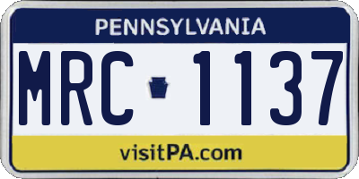 PA license plate MRC1137