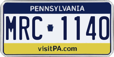 PA license plate MRC1140
