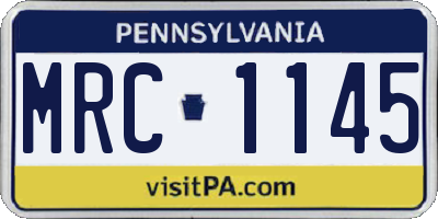 PA license plate MRC1145