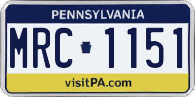 PA license plate MRC1151