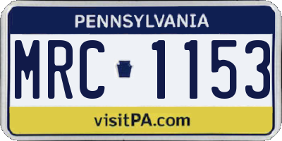 PA license plate MRC1153