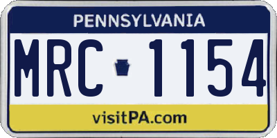 PA license plate MRC1154