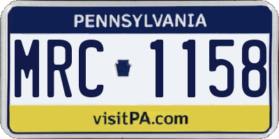PA license plate MRC1158