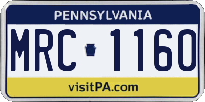 PA license plate MRC1160