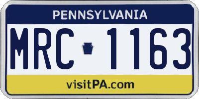 PA license plate MRC1163