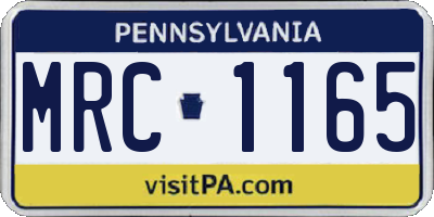 PA license plate MRC1165